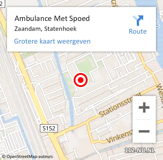 Locatie op kaart van de 112 melding: Ambulance Met Spoed Naar Zaandam, Statenhoek op 13 augustus 2024 16:20