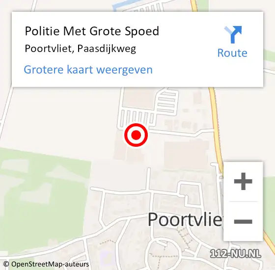 Locatie op kaart van de 112 melding: Politie Met Grote Spoed Naar Poortvliet, Paasdijkweg op 13 augustus 2024 16:24