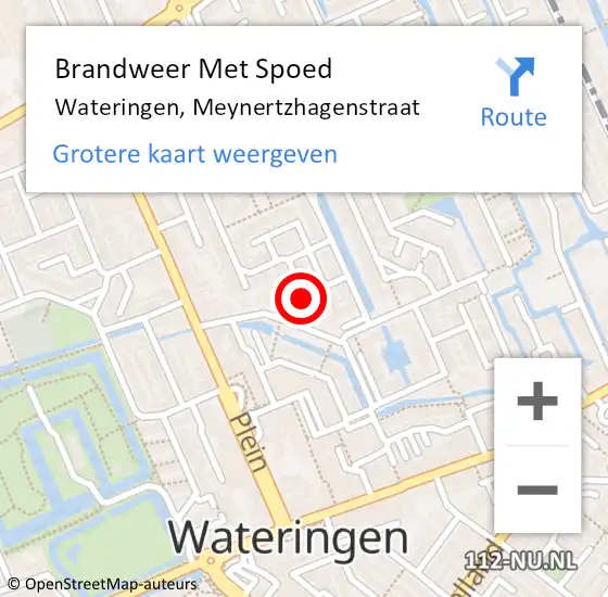 Locatie op kaart van de 112 melding: Brandweer Met Spoed Naar Wateringen, Meynertzhagenstraat op 13 augustus 2024 16:41