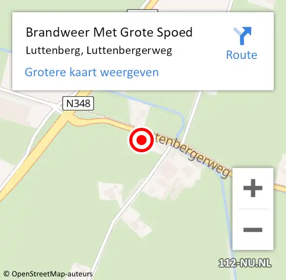 Locatie op kaart van de 112 melding: Brandweer Met Grote Spoed Naar Luttenberg, Luttenbergerweg op 13 augustus 2024 16:44