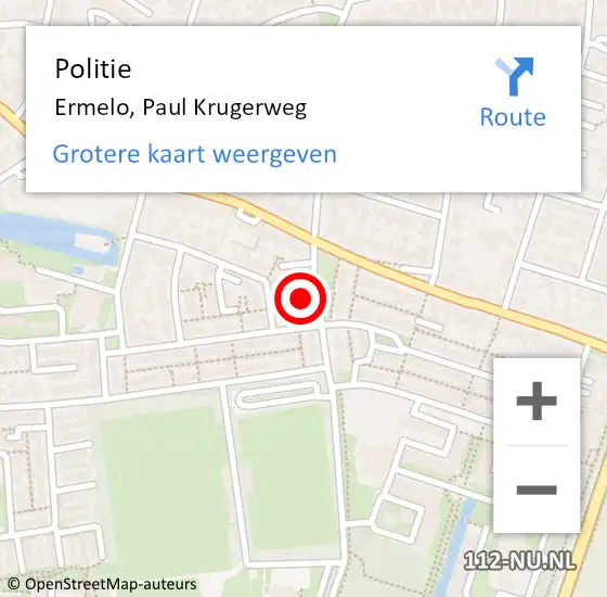 Locatie op kaart van de 112 melding: Politie Ermelo, Paul Krugerweg op 13 augustus 2024 16:58