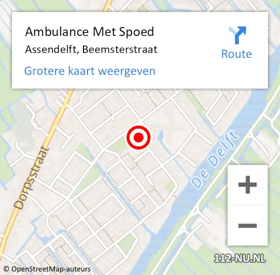 Locatie op kaart van de 112 melding: Ambulance Met Spoed Naar Assendelft, Beemsterstraat op 13 augustus 2024 17:02