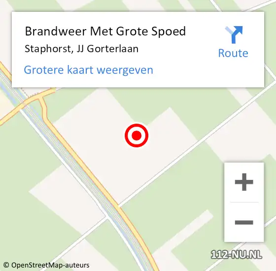 Locatie op kaart van de 112 melding: Brandweer Met Grote Spoed Naar Staphorst, JJ Gorterlaan op 13 augustus 2024 17:13