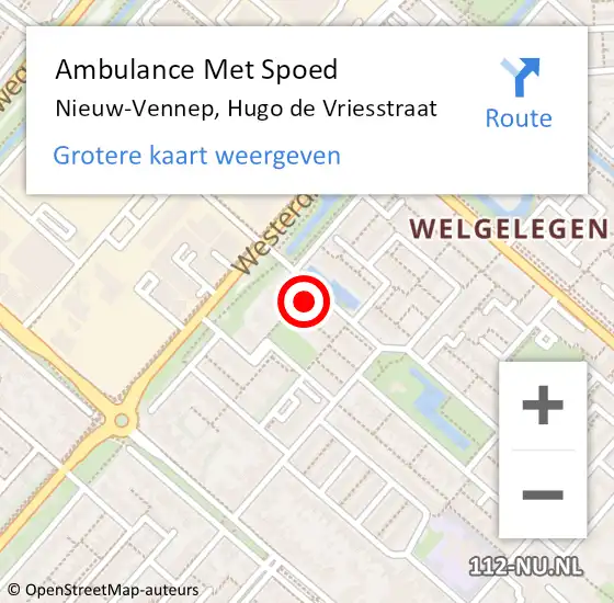 Locatie op kaart van de 112 melding: Ambulance Met Spoed Naar Nieuw-Vennep, Hugo de Vriesstraat op 13 augustus 2024 17:22