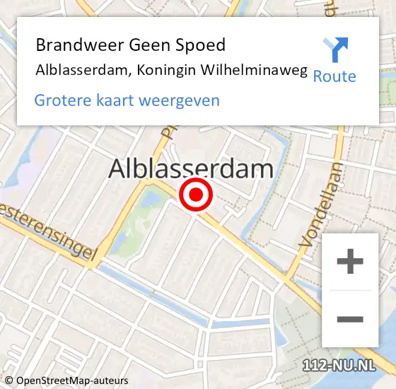 Locatie op kaart van de 112 melding: Brandweer Geen Spoed Naar Alblasserdam, Koningin Wilhelminaweg op 13 augustus 2024 17:26