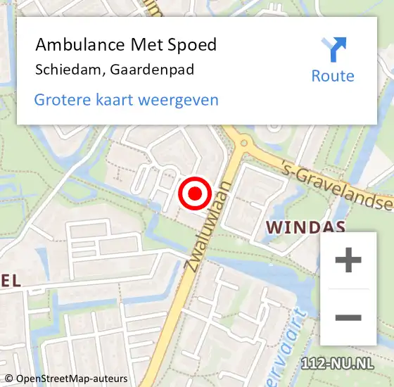 Locatie op kaart van de 112 melding: Ambulance Met Spoed Naar Schiedam, Gaardenpad op 13 augustus 2024 17:27