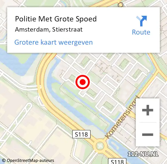 Locatie op kaart van de 112 melding: Politie Met Grote Spoed Naar Amsterdam, Stierstraat op 13 augustus 2024 17:34