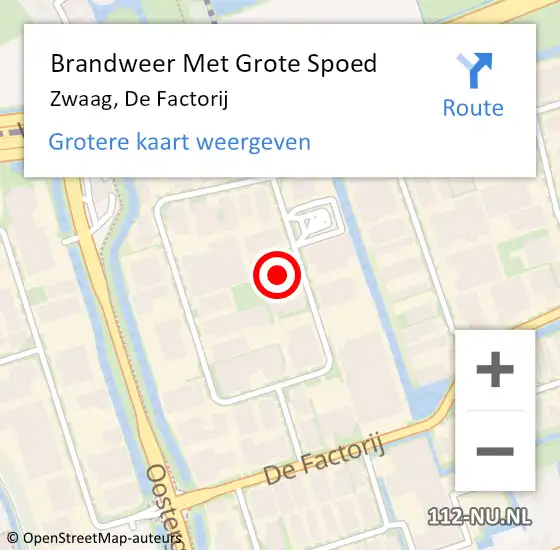 Locatie op kaart van de 112 melding: Brandweer Met Grote Spoed Naar Zwaag, De Factorij op 13 augustus 2024 17:40