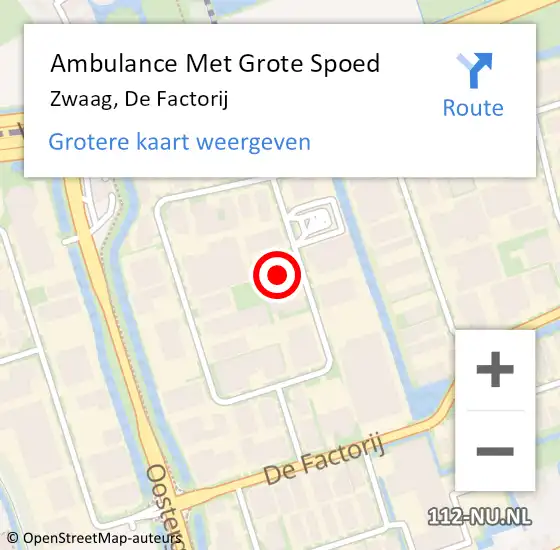 Locatie op kaart van de 112 melding: Ambulance Met Grote Spoed Naar Zwaag, De Factorij op 13 augustus 2024 17:49