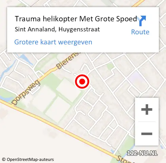 Locatie op kaart van de 112 melding: Trauma helikopter Met Grote Spoed Naar Sint Annaland, Huygensstraat op 13 augustus 2024 17:52