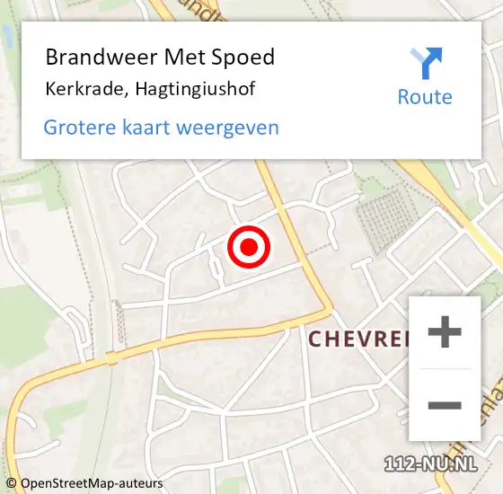 Locatie op kaart van de 112 melding: Brandweer Met Spoed Naar Kerkrade, Hagtingiushof op 13 augustus 2024 18:16