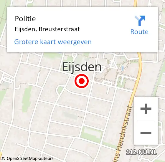 Locatie op kaart van de 112 melding: Politie Eijsden, Breusterstraat op 13 augustus 2024 18:46