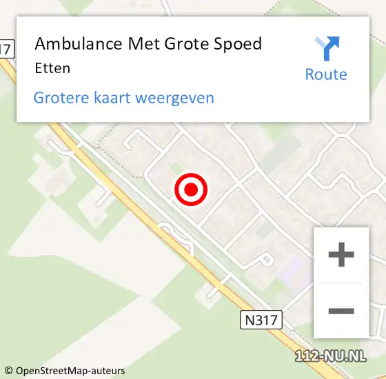 Locatie op kaart van de 112 melding: Ambulance Met Grote Spoed Naar Etten op 13 augustus 2024 19:04