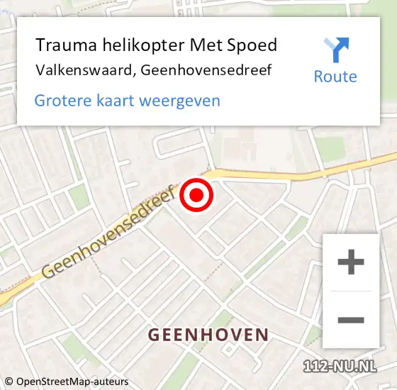 Locatie op kaart van de 112 melding: Trauma helikopter Met Spoed Naar Valkenswaard, Geenhovensedreef op 13 augustus 2024 19:13