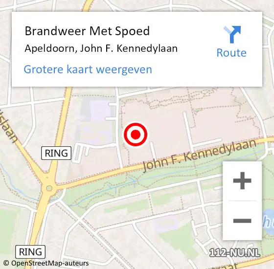 Locatie op kaart van de 112 melding: Brandweer Met Spoed Naar Apeldoorn, John F. Kennedylaan op 13 augustus 2024 19:22