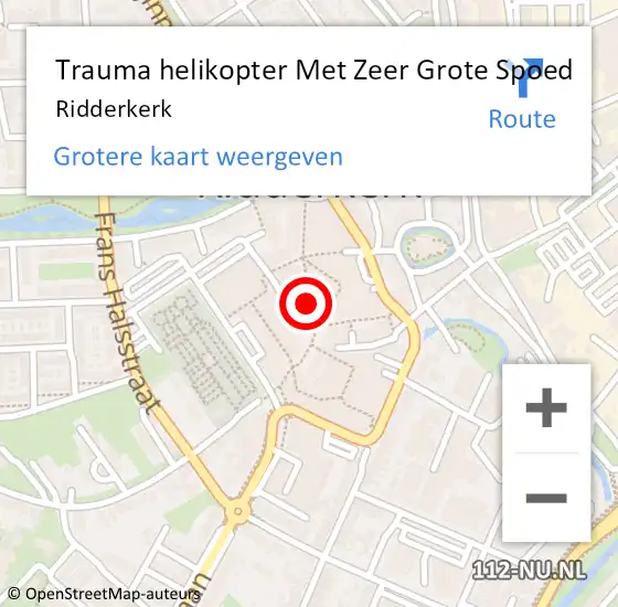 Locatie op kaart van de 112 melding: Trauma helikopter Met Zeer Grote Spoed Naar Ridderkerk op 13 augustus 2024 19:33