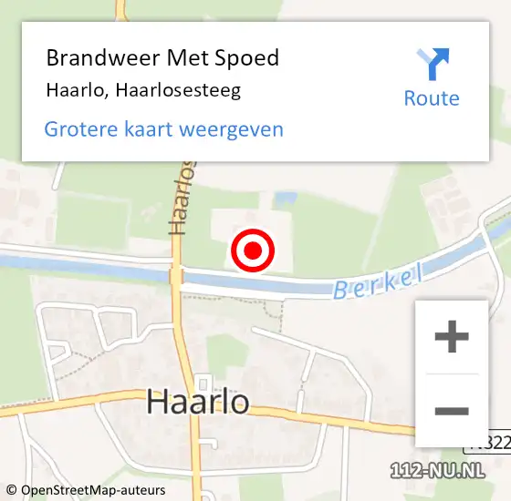 Locatie op kaart van de 112 melding: Brandweer Met Spoed Naar Haarlo, Haarlosesteeg op 13 augustus 2024 19:43