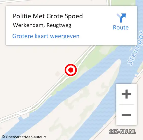 Locatie op kaart van de 112 melding: Politie Met Grote Spoed Naar Werkendam, Reugtweg op 13 augustus 2024 19:48