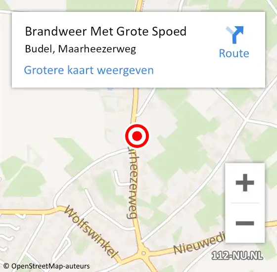 Locatie op kaart van de 112 melding: Brandweer Met Grote Spoed Naar Budel, Maarheezerweg op 13 augustus 2024 19:52