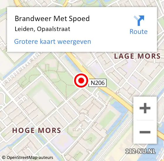 Locatie op kaart van de 112 melding: Brandweer Met Spoed Naar Leiden, Opaalstraat op 13 augustus 2024 20:01