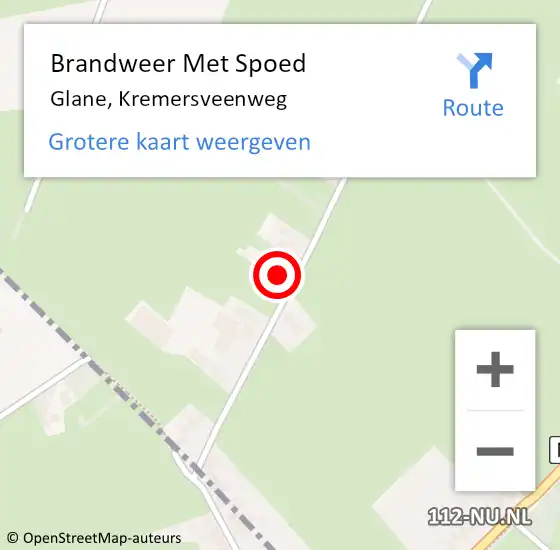 Locatie op kaart van de 112 melding: Brandweer Met Spoed Naar Glane, Kremersveenweg op 13 augustus 2024 20:02