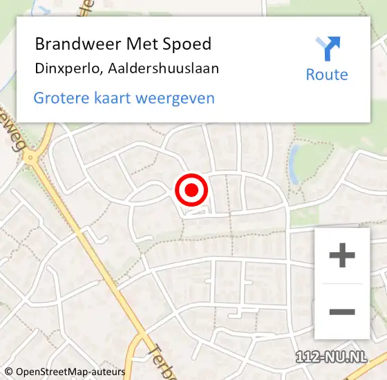 Locatie op kaart van de 112 melding: Brandweer Met Spoed Naar Dinxperlo, Aaldershuuslaan op 13 augustus 2024 20:03