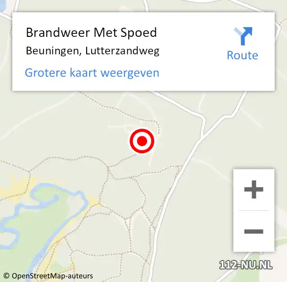 Locatie op kaart van de 112 melding: Brandweer Met Spoed Naar Beuningen, Lutterzandweg op 13 augustus 2024 20:18