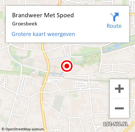 Locatie op kaart van de 112 melding: Brandweer Met Spoed Naar Groesbeek op 13 augustus 2024 20:18