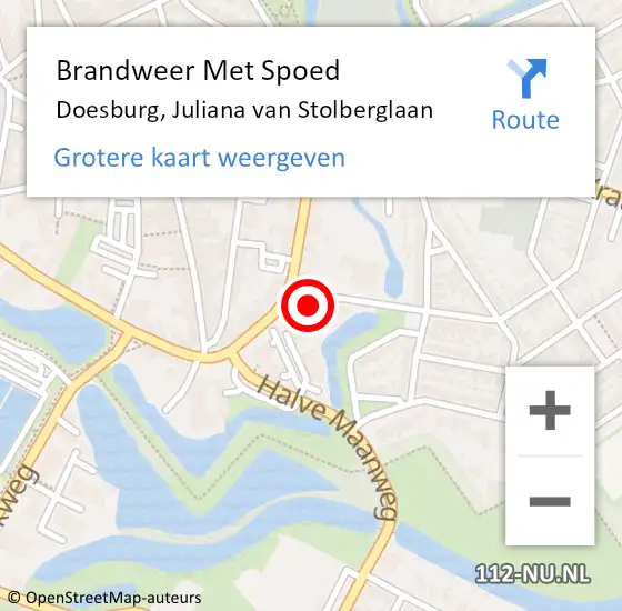 Locatie op kaart van de 112 melding: Brandweer Met Spoed Naar Doesburg, Juliana van Stolberglaan op 13 augustus 2024 20:20