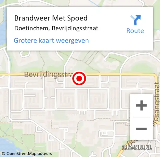 Locatie op kaart van de 112 melding: Brandweer Met Spoed Naar Doetinchem, Bevrijdingsstraat op 13 augustus 2024 20:23