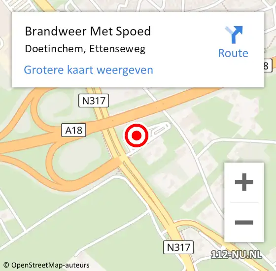 Locatie op kaart van de 112 melding: Brandweer Met Spoed Naar Doetinchem, Ettenseweg op 13 augustus 2024 20:25