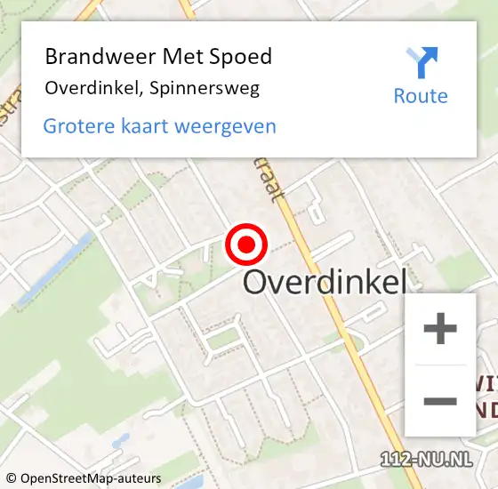 Locatie op kaart van de 112 melding: Brandweer Met Spoed Naar Overdinkel, Spinnersweg op 13 augustus 2024 20:38