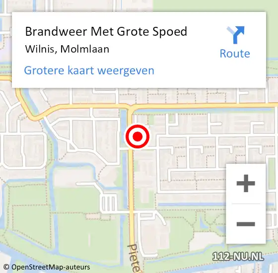 Locatie op kaart van de 112 melding: Brandweer Met Grote Spoed Naar Wilnis, Molmlaan op 13 augustus 2024 20:43