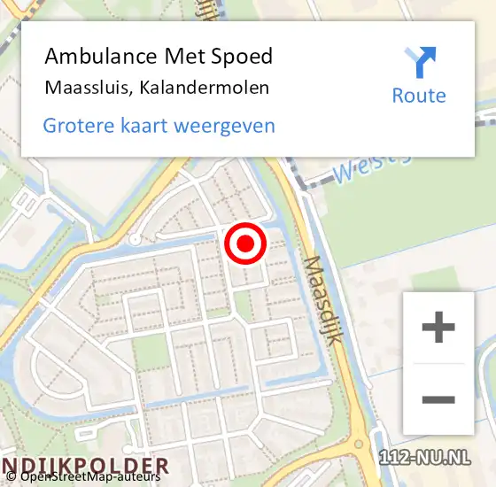 Locatie op kaart van de 112 melding: Ambulance Met Spoed Naar Maassluis, Kalandermolen op 13 augustus 2024 20:51