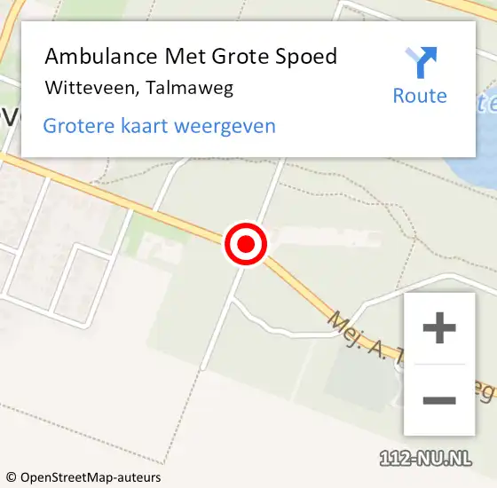 Locatie op kaart van de 112 melding: Ambulance Met Grote Spoed Naar Witteveen, Talmaweg op 16 oktober 2014 09:59