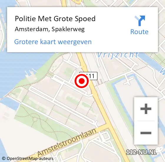 Locatie op kaart van de 112 melding: Politie Met Grote Spoed Naar Amsterdam, Spaklerweg op 13 augustus 2024 20:59