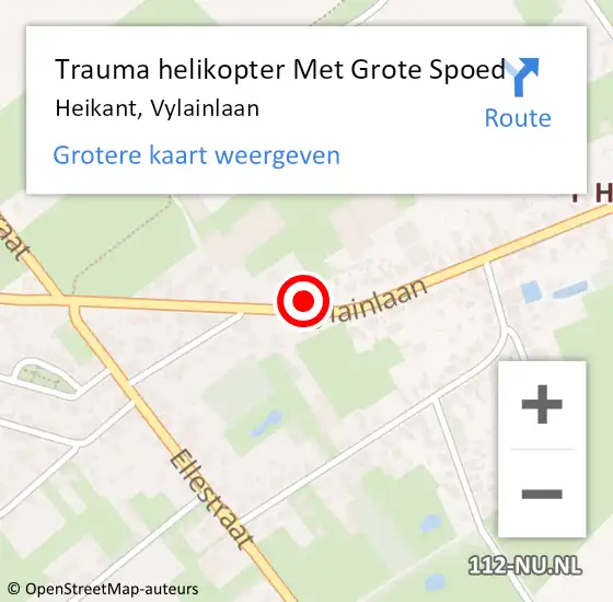 Locatie op kaart van de 112 melding: Trauma helikopter Met Grote Spoed Naar Heikant, Vylainlaan op 13 augustus 2024 21:19