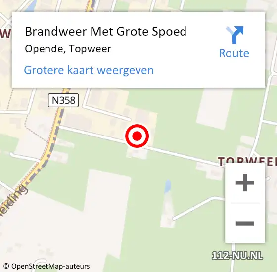 Locatie op kaart van de 112 melding: Brandweer Met Grote Spoed Naar Opende, Topweer op 13 augustus 2024 21:21