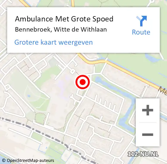 Locatie op kaart van de 112 melding: Ambulance Met Grote Spoed Naar Bennebroek, Witte de Withlaan op 13 augustus 2024 21:24