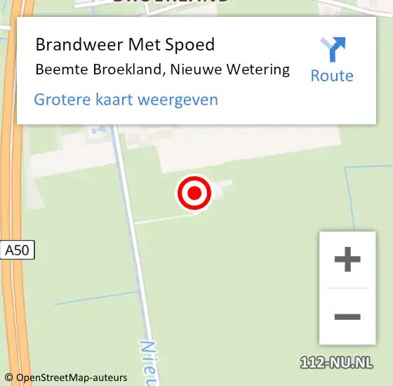 Locatie op kaart van de 112 melding: Brandweer Met Spoed Naar Beemte Broekland, Nieuwe Wetering op 13 augustus 2024 21:50