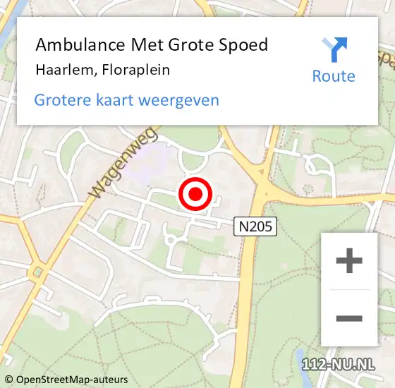 Locatie op kaart van de 112 melding: Ambulance Met Grote Spoed Naar Haarlem, Floraplein op 13 augustus 2024 21:50