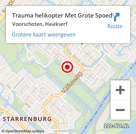 Locatie op kaart van de 112 melding: Trauma helikopter Met Grote Spoed Naar Voorschoten, Havikserf op 13 augustus 2024 21:56