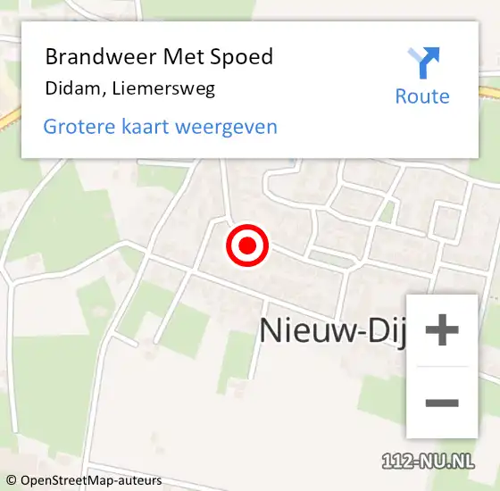 Locatie op kaart van de 112 melding: Brandweer Met Spoed Naar Didam, Liemersweg op 13 augustus 2024 22:09