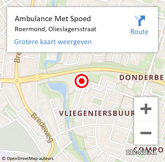 Locatie op kaart van de 112 melding: Ambulance Met Spoed Naar Roermond, Olieslagersstraat op 13 augustus 2024 22:09