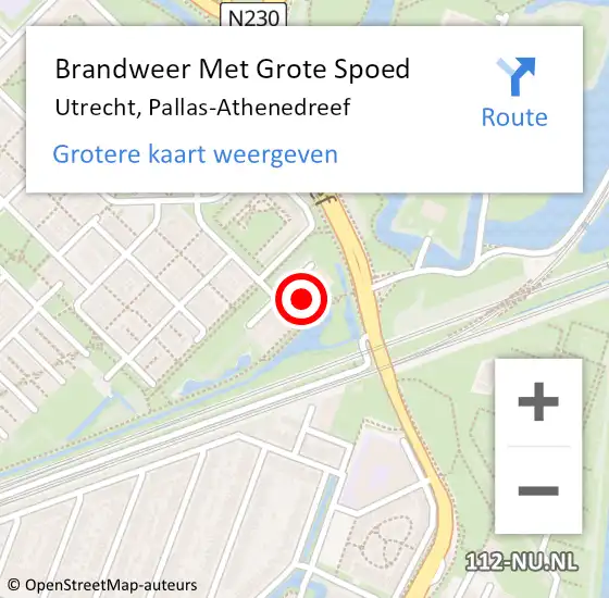 Locatie op kaart van de 112 melding: Brandweer Met Grote Spoed Naar Utrecht, Pallas-Athenedreef op 13 augustus 2024 22:25