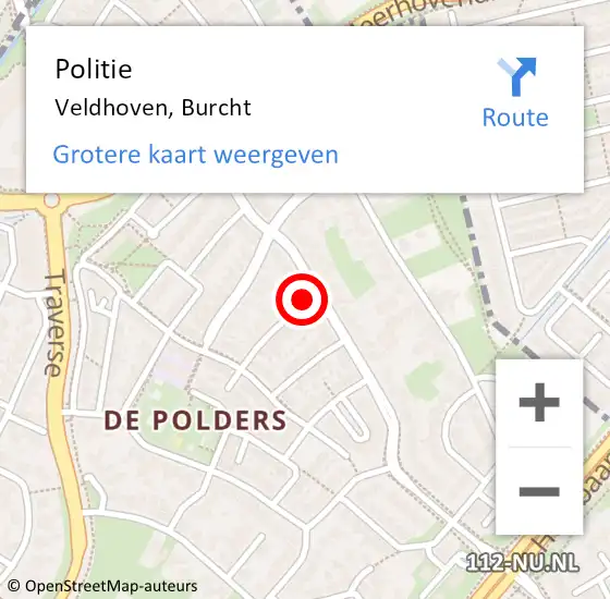 Locatie op kaart van de 112 melding: Politie Veldhoven, Burcht op 13 augustus 2024 22:36