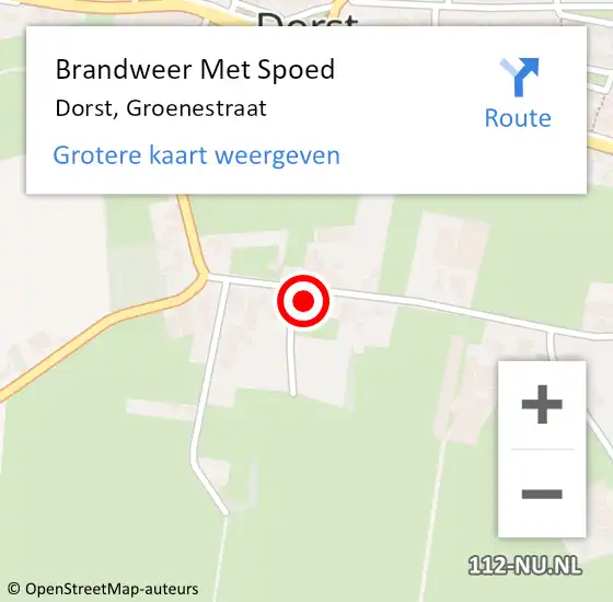 Locatie op kaart van de 112 melding: Brandweer Met Spoed Naar Dorst, Groenestraat op 13 augustus 2024 22:43