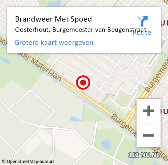 Locatie op kaart van de 112 melding: Brandweer Met Spoed Naar Oosterhout, Burgemeester van Beugenstraat op 13 augustus 2024 22:47