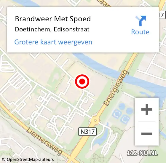 Locatie op kaart van de 112 melding: Brandweer Met Spoed Naar Doetinchem, Edisonstraat op 13 augustus 2024 22:57