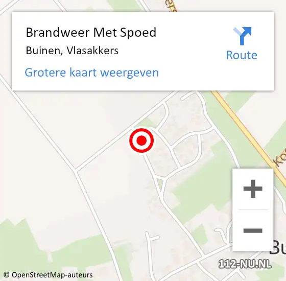 Locatie op kaart van de 112 melding: Brandweer Met Spoed Naar Buinen, Vlasakkers op 13 augustus 2024 23:09